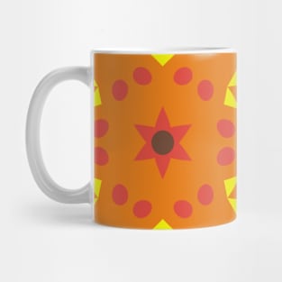 Retro Mandala Flower Orange Yellow and Green Mug